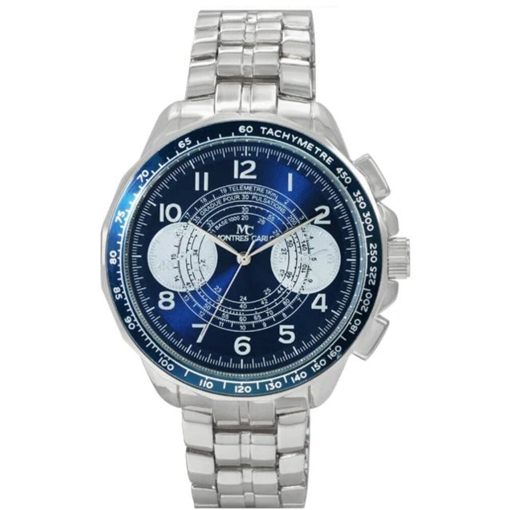 48mm Montres Carlo Men's Metal Band Luxury Sports Analog Fashion Dress Watch